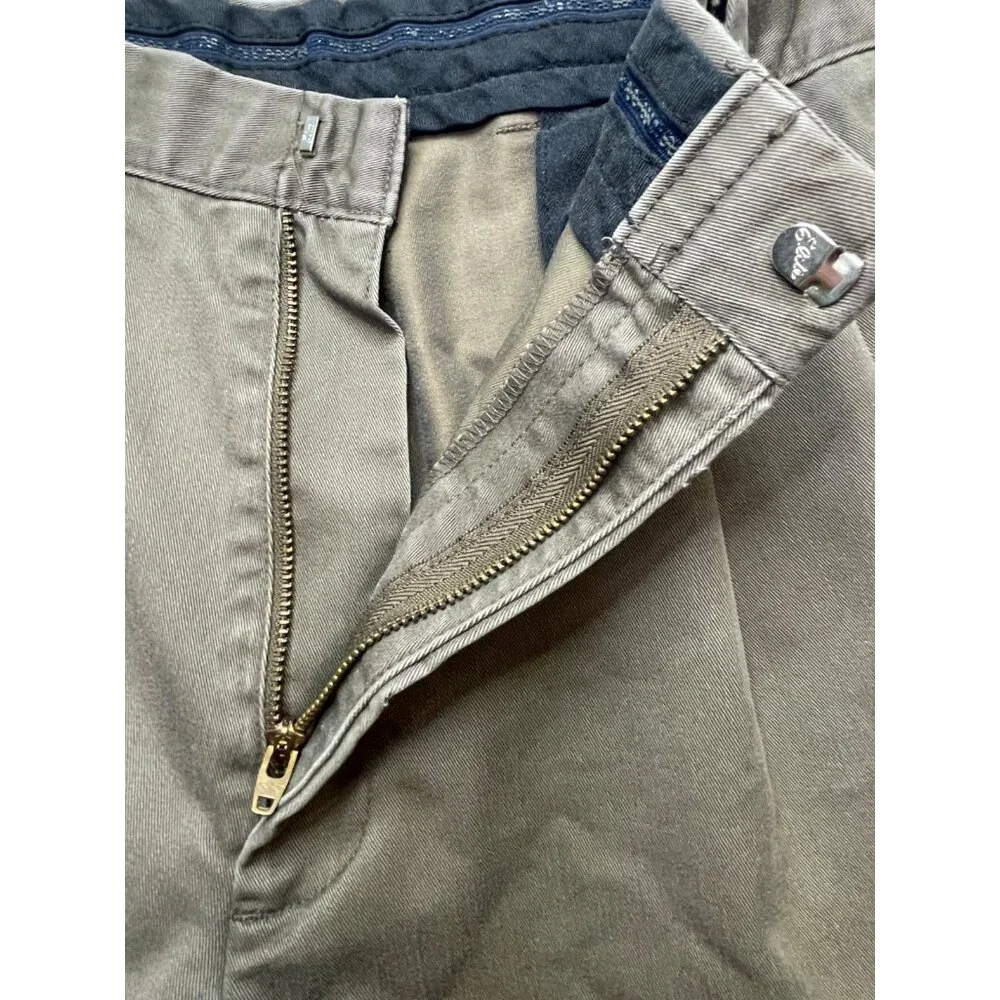 Dockers pants mens 34 x 29 pleated classic fit stain defender hook eye brown